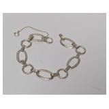 7" .925 Sterl Vtg Engraved Oval Link Bracelet