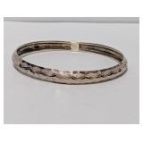 .925 Sterl Diamond Texture Pattern Bangle Bracelet
