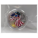 2000 1oz .999 Silv Painted Eagle $1 Dollar