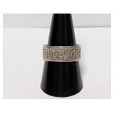 .925 Sterl Serpentine Wave Motif Band Sz 9