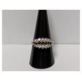 .925 Sterl Blue/Clear Triple Row Ring Sz 9