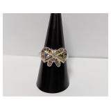 .925 Sterl Blue/Green Bow Ring Sz 9