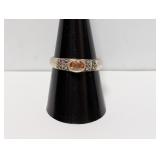 .925 Sterl Peach Oval Stone Ring Sz 9