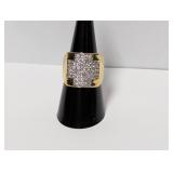 Vermeil/.925 Sterl Clear Stone Cross Ring Sz 8