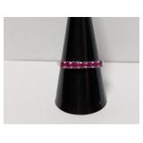 .925 Sterl Elegant Row Pink Stone Band Sz 9