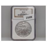 NGC 2005 MS69 1oz .999 Silv Eagle $1