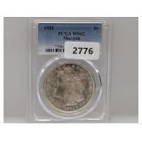 PCGS 1921 MS62 90% Silv Morgan $1