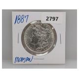 1887 90% Silv Morgan $1 Dollar