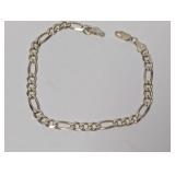 9" .925 Sterl Vtg Figaro Chain Bracelet