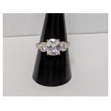 .925 Sterl Avon Three Stone Oval Cut Ring Sz 9