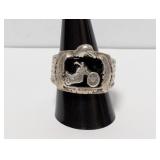.925 Sterl Motorcycle & Eagle Biker Ring Sz 11