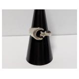 .925 Sterl Adj Moon & Star Ring
