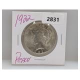 1922 90% Silv Peace $1 Dollar