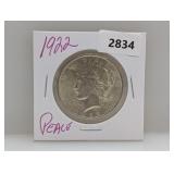 1922 90% Silv Peace $1 Dollar