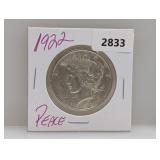 1922 90% Silv Peace $1 Dollar