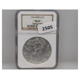 NGC 1996 MS69 1oz .999 Silv Eagle $1