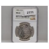 NGC 1901-O MS63 90% Silv Morgan $1