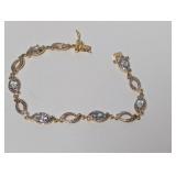 7" Vermeil/.925 Sterl Blue Gem/Diam Bracelet