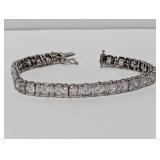 7" .925 Sterl Clear Square Stone Bracelet