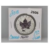 2018 1oz .999 Silv Canada Frosted Maple Leaf