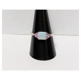 .925 Sterl Opal/Pink Stone Ring Sz 9
