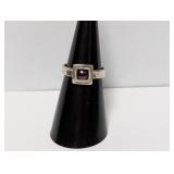 .925 Sterl Modernist Purple Stone Ring Sz 6