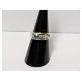 .925 Sterl Modernist Blue Stone Ring Sz 7