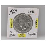 Rare 1921 90% Silv Peace $1 Dollar