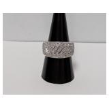 .925 Sterl Chevron Diamond Ring Sz 9