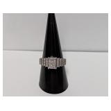 .925 Sterl Diam Cluster Ring Sz 9