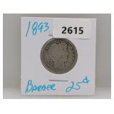 1893 90% Silv Barber Quarter