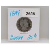 1894 90% Silv Barber Quarter