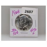 1968 40% Silv JFK Half $1 Dollar