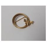 Whimsical Gold Tone Bee Brooch