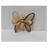 Vintage Gold Tone Monet Butterfly Brooch
