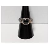 .925 Sterl Faceted Stone Ring Sz 8