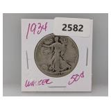 1934 90% Silv Walker Half $1 Dollar