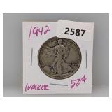 1942 90% Silv Walker Half $1 Dollar