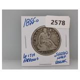 1855-O 90% Silv Seated Half $1 w/Arrows