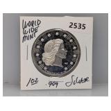 1oz .999 Silver World Wide Mint Round