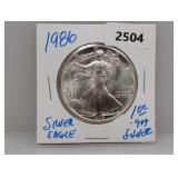 1986 1oz .999 Silver Eagle $1 Dollar