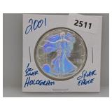 2001 1oz .999 Silv Hologram Eagle $1