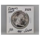 1oz .999 Silver Flowing Hair Round