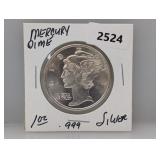 1oz .999 Silver Mercury Dime Round