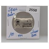 1oz .999 Silver Skull & Bones Bullion