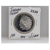 1oz .999 Silver Indian Chief Round