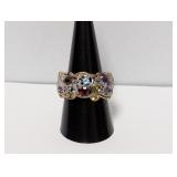 Verm/.925 Sterl Multi Stone Statement Ring Sz 10