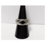 .925 Sterl Red Stone Bezel Set Ring Sz 8