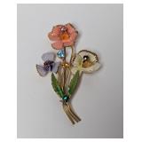 Vtg Austria Floral Enamel Bouquet Brooch