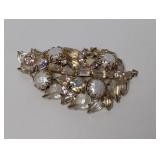 Vintage Iridescent Rhinestone Floral Spray Brooch